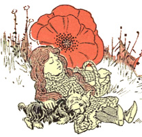 Dorothy alseep with a giant poppy