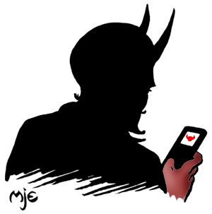 Devil on phone (illustration)